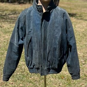 Vintage J. Riggings Men's Blue Leather Jacket Size M